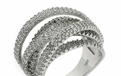 925 Sterling Silver Rhodium Plated Micro Pave Cocktail Ring