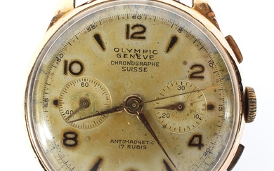 A 1950's 18k gold cased Olympic Geneve chronograph wristwatch