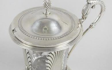 A 19th century French silver mustard pot, the circular