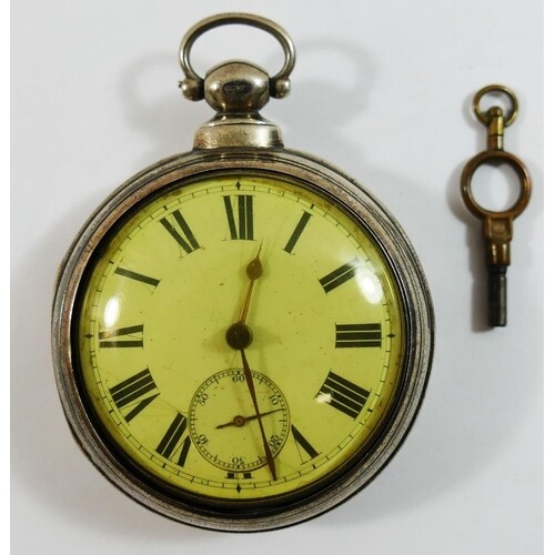 A 19th century silver pair cased pocket watch, London 1868, ...