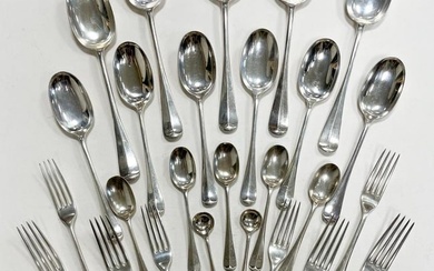 A 49-piece harlequin set of Victorian and later silver flatware with 6 additions