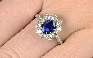 A Burmese sapphire and old-cut diamond cluster ring