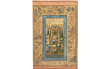 A COURTLY BANQUET IN A GARDEN PROPERTY OF THE LATE BRUNO CARUSO (1927 - 2018) COLLECTION Possibly Provincial School Shiraz, late Safavid Iran, 18th century