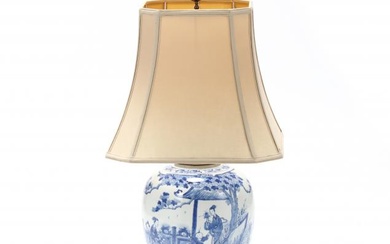 A Chinese Blue and White Large Jar Lamp