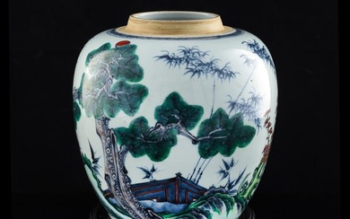 A Chinese doucai-glazed 'Three Friends of Winter' jar, Yongzheng period, Qing dynasty