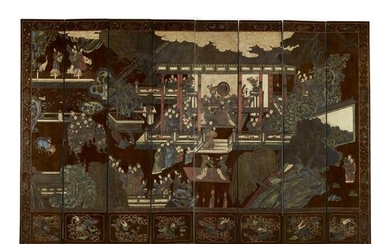 A Chinese eight-panel coromandel screen, Qing dynasty