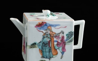 A Chinese famille rose square tea pot, late 19th century