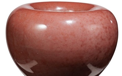 A Chinese red-glazed globular water pot, probably late 19th/early 20th century