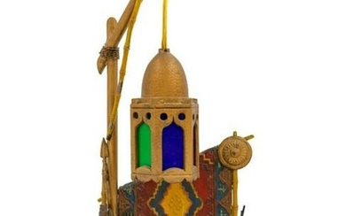 A Cold Painted Cast Metal Figural Lamp