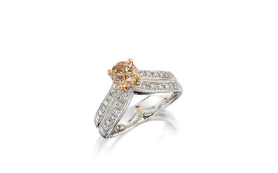 A Coloured Diamond and Diamond Ring