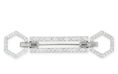 A DIAMOND BROOCH, TIFFANY & CO in platinum, in the Art