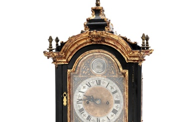 A Danish 18th century Rococo repeater bracket clock in a black- and...