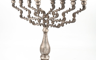 A European Sterling Silver Hanukkah Lamp, 1950's