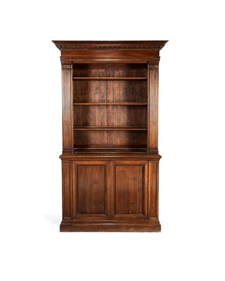 A European walnut cabinet bookcase, late 19th century