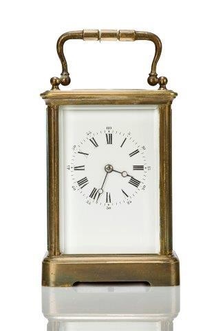 A French brass carriage clock, 20th century,...