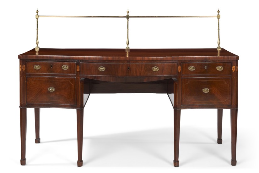 A GEORGE III MAHOGANY AND SATINWOOD SIDEBOARD, LATE 18TH CENTURY