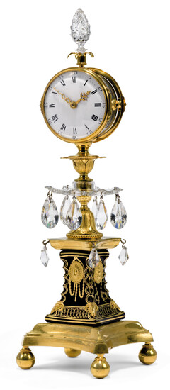 A GEORGE III ORMOLU AND CUT GLASS 'CANDLESTICK CLOCK' TIMEPIECE