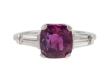 A GIA 3.07 ct Pink Sapphire Ring in Platinum