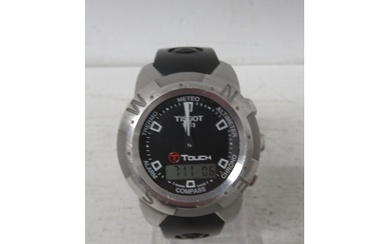 A Gents stainless steel Tissot Touch, case 40mm, with matchi...