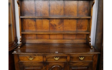 A George III style oak and elm dresser