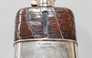 A George V Silver-Mounted Glass Hip-Flask, by G. and J....