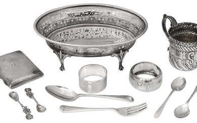 A George V silver dish and other silver