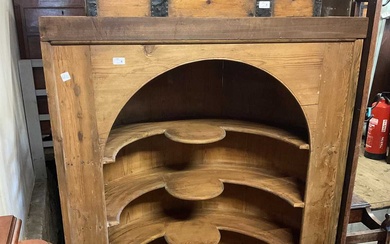 A Georgian pine alcove cupboard with four fixed shelves, height...