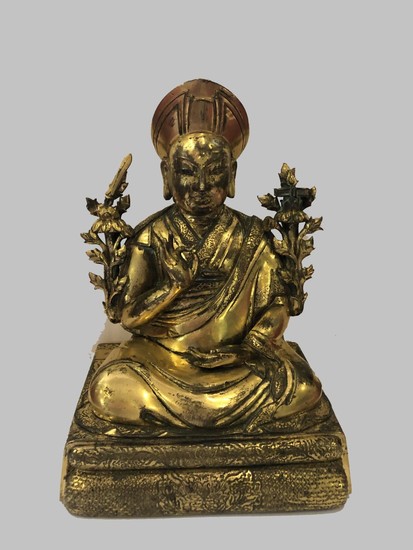 A Rare Gilt Bronze Figure of Changkya Hutuktu Rolpai Dorje, Tibet, 18th Century.