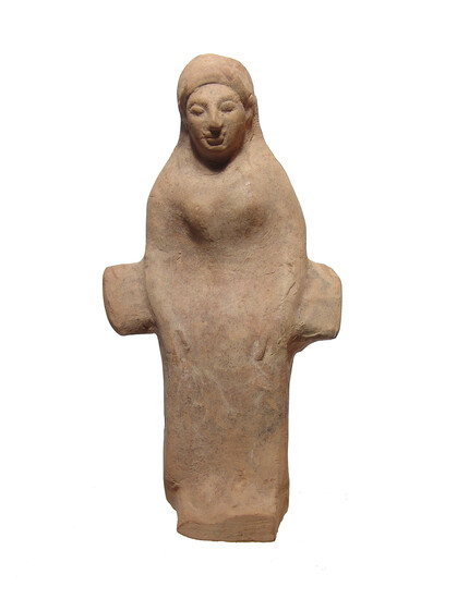 A Greek terracotta votive of a goddess