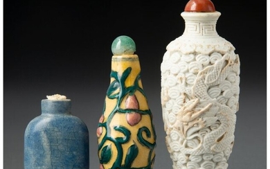A Group of Three Chinese Porcelain Snuff Bottles