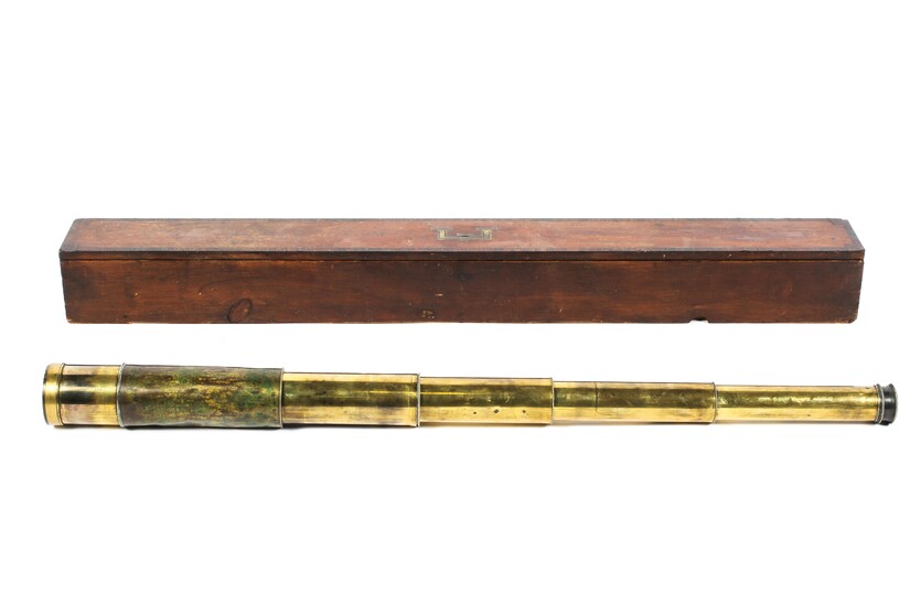 A JH Steward (London) brass five draw telescope, 19th century, with an adjustment tube