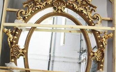 A LARGE AND IMPRESSIVE FRENCH STYLE GILT FRAMED OVAL