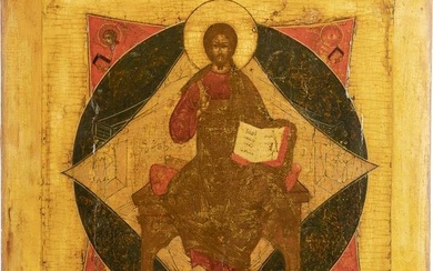 A LARGE ICON SHOWING CHRIST IN MAJESTY Russian, 18th centur