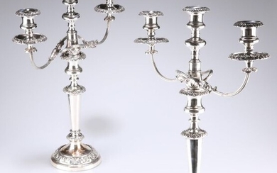 A LARGE PAIR OF 19TH CENTURY SILVER-PLATED (ON...