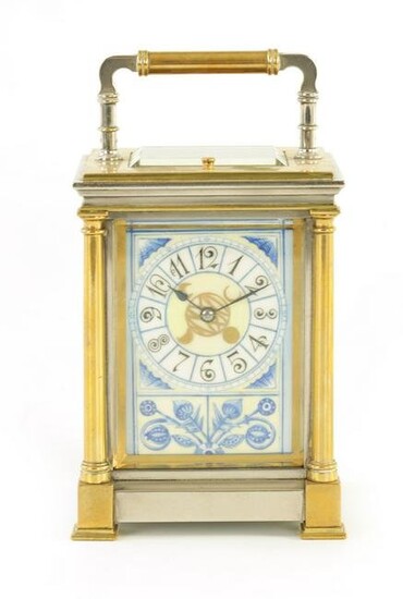 A LATE 19TH CENTURY FRENCH PORCELAIN PANELLED BRASS AND