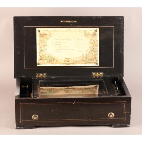 A LATE 19TH CENTURY SWISS MUSICAL BOX PLAYING SIX AIRS, the ...