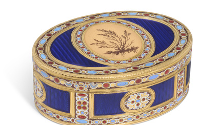 A LOUIS XVI ENAMELLED GOLD SNUFF-BOX BY PIERRE-ROBERT DEZAROT, PARIS,...