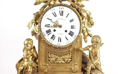 A Large 19th C. Beurdeley French Gilt Bronze Figural Clock