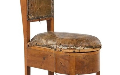 A Louis XV Provincial Leather-Upholstered Fruitwood