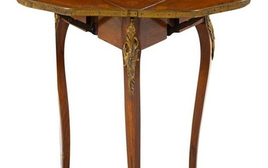 A Louis XV Style Gilt Bronze Mounted Drop-Leaf Side