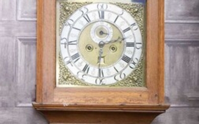 A MID-18TH CENTURY AND LATER OAK AND WALNUT LONGCASE CLOCK