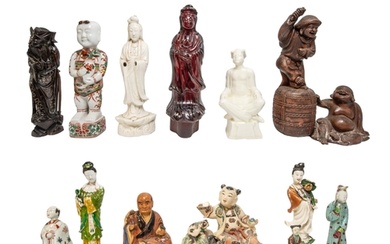 A MIXED GROUP OF CHINESE AND JAPANESE FIGURES, 19TH CENTURY ...