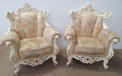 A PAIR OR FRENCH STYLE PARLOUR CHAIRS