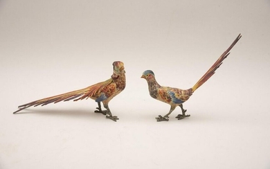 A Pair Of Austrian Cold Painted Bronze Pheasants