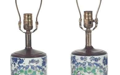 A Pair of Chinese Enameled Porcelain Vases