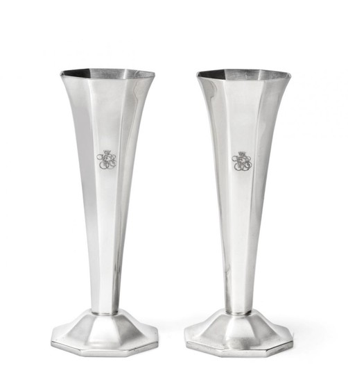 A Pair of French Silver Plated Vases, by Ercuis, 20th...