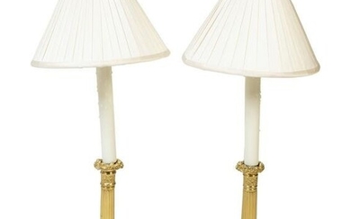 A Pair of Gilt Bronze Candle Lamps