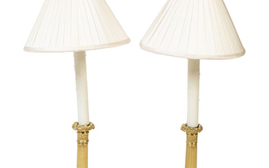 A Pair of Gilt Bronze Candle Lamps