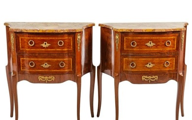 A Pair of Louis XV Style Marble Top Stands