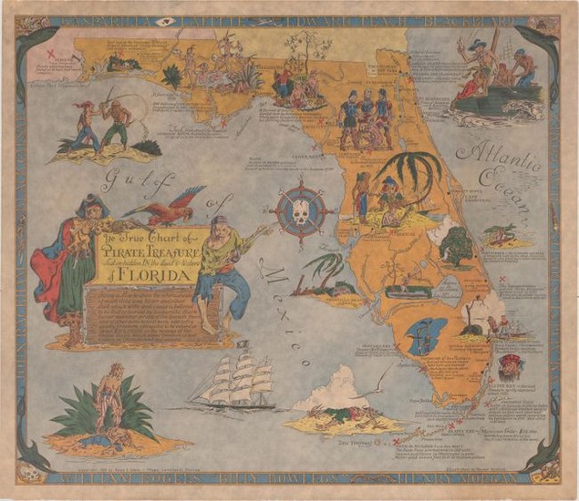 A Pirate Treasure Map!, "Ye True Chart of Pirate Treasure Lost or Hidden in the Land & Waters of Florida"